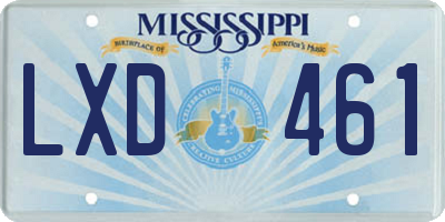MS license plate LXD461