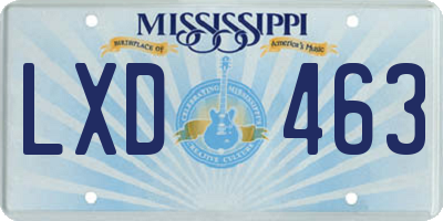 MS license plate LXD463