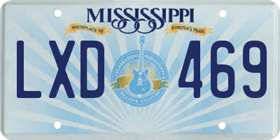 MS license plate LXD469