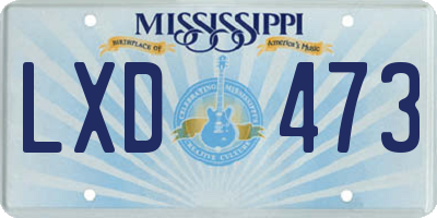 MS license plate LXD473