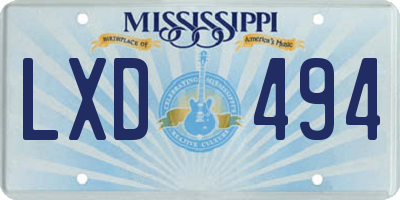 MS license plate LXD494