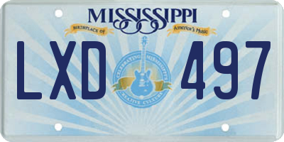 MS license plate LXD497