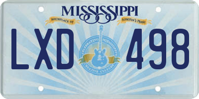 MS license plate LXD498