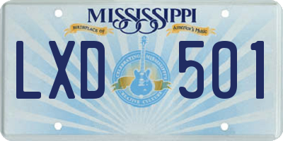 MS license plate LXD501