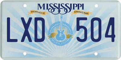 MS license plate LXD504
