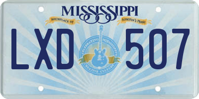 MS license plate LXD507