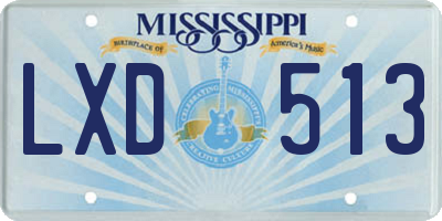 MS license plate LXD513