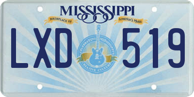 MS license plate LXD519