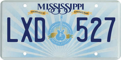 MS license plate LXD527