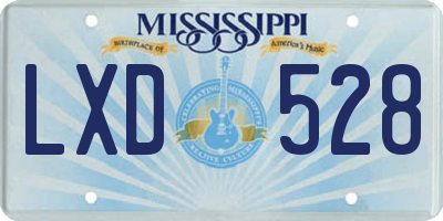 MS license plate LXD528