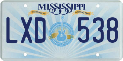 MS license plate LXD538