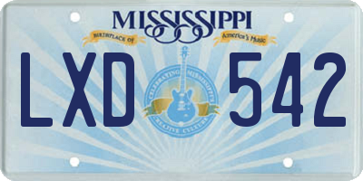 MS license plate LXD542