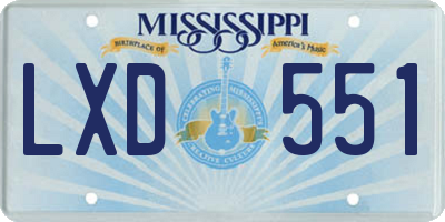 MS license plate LXD551