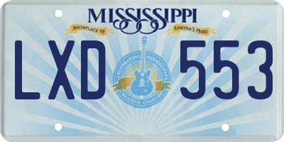 MS license plate LXD553
