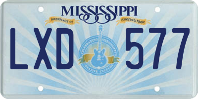 MS license plate LXD577