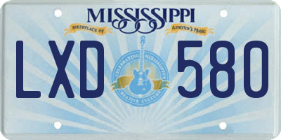 MS license plate LXD580
