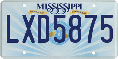 MS license plate LXD5875