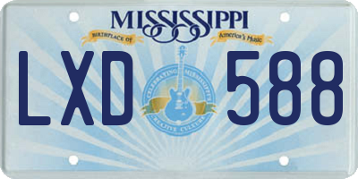 MS license plate LXD588