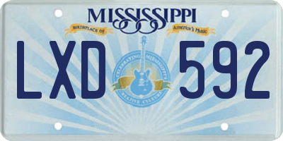 MS license plate LXD592