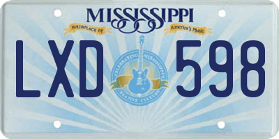MS license plate LXD598