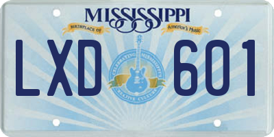 MS license plate LXD601