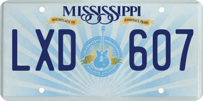 MS license plate LXD607