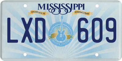 MS license plate LXD609