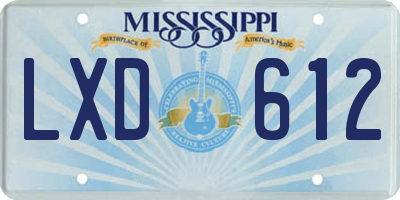 MS license plate LXD612