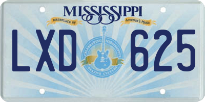 MS license plate LXD625