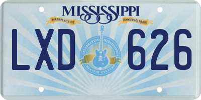 MS license plate LXD626