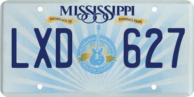 MS license plate LXD627