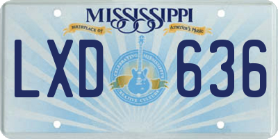 MS license plate LXD636