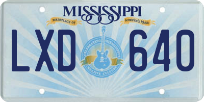MS license plate LXD640