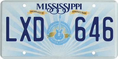 MS license plate LXD646