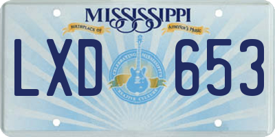 MS license plate LXD653