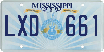 MS license plate LXD661