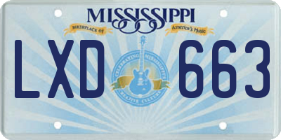 MS license plate LXD663