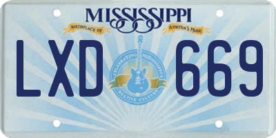 MS license plate LXD669