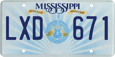 MS license plate LXD671