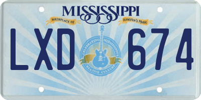 MS license plate LXD674