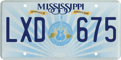 MS license plate LXD675