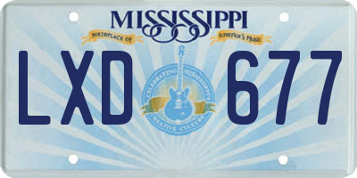 MS license plate LXD677