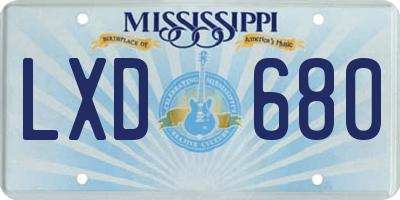 MS license plate LXD680