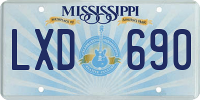 MS license plate LXD690