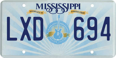 MS license plate LXD694