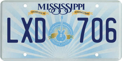 MS license plate LXD706