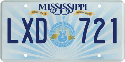 MS license plate LXD721