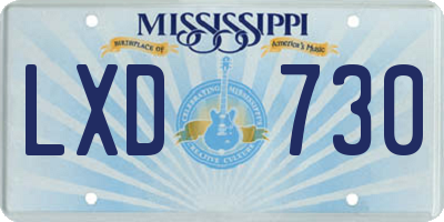 MS license plate LXD730