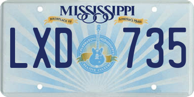 MS license plate LXD735