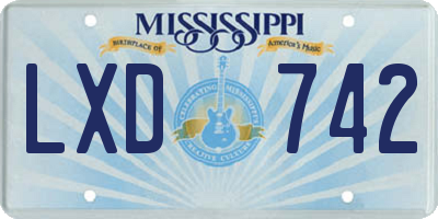 MS license plate LXD742